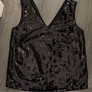 J. Crew Black Sequin V-Neck Blouse